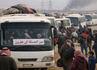 Convoy Departs Aleppo to Return Displaced Afrin Residents